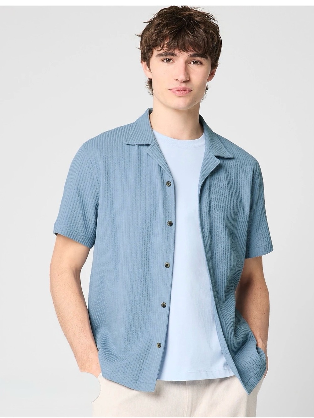 NWT J. Crew Knit seersucker camp shirt size S